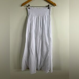 Natalie Martin White Maxi Skirt Smocking Waist one size cotton